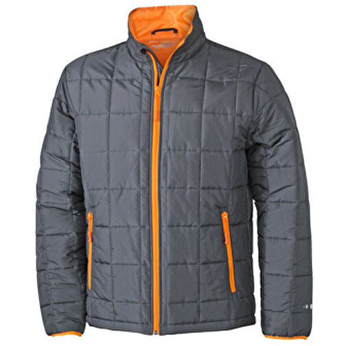 Men’s Padded Light Weight Jacket , James Nicholson, carbon/orange, 100% Polyester, M, , Bild 1