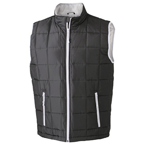 Men’s Padded Light Weight Vest , James Nicholson, schwarz/silver, 100% Polyester, XL, , Bild 1