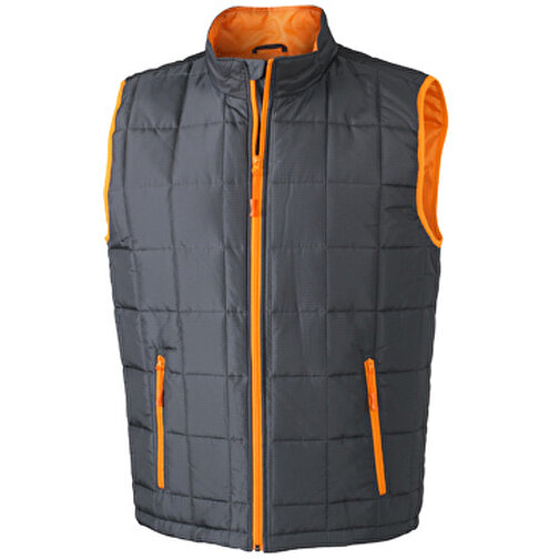 Men’s Padded Light Weight Vest , James Nicholson, carbon/orange, 100% Polyester, S, , Bild 1