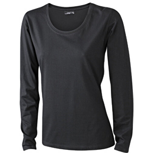 Ladies’ Shirt Long-Sleeved Medium , James Nicholson, schwarz, 100% Baumwolle, ringgesponnen, L, , Bild 1