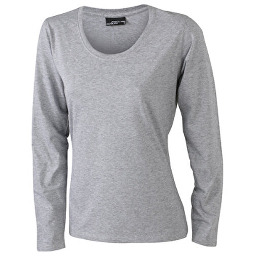 Ladies’ Shirt Long-Sleeved Medium , James Nicholson, grau-heather, 100% Baumwolle, ringgesponnen, S, , Bild 1