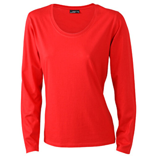 Ladies’ Shirt Long-Sleeved Medium , James Nicholson, rot, 100% Baumwolle, ringgesponnen, S, , Bild 1