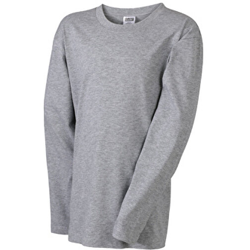 Junior Shirt Long-Sleeved Medium , James Nicholson, grau-heather, 100% Baumwolle, ringgesponnen, S (110/116), , Bild 1