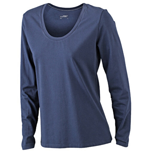 Ladies’ Stretch Shirt Long-Sleeved , James Nicholson, navy, 95% Baumwolle, gekämmt, ringgesponnen, 5% Elasthan, L, , Bild 1