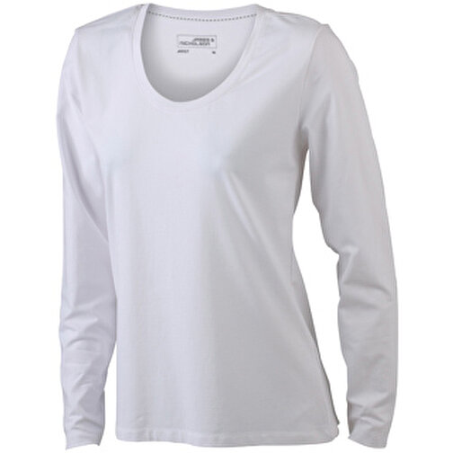 Ladies’ Stretch Shirt Long-Sleeved , James Nicholson, weiß, 95% Baumwolle, gekämmt, ringgesponnen, 5% Elasthan, XXL, , Bild 1