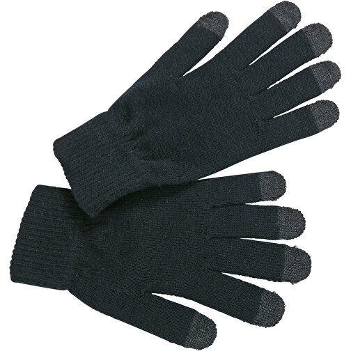 Touch-Screen Knitted Gloves , Myrtle Beach, schwarz, 80% Polyacryl, 14% Polyester, 5% Elasthan, 1% Metallfasern, L/XL, , Bild 1