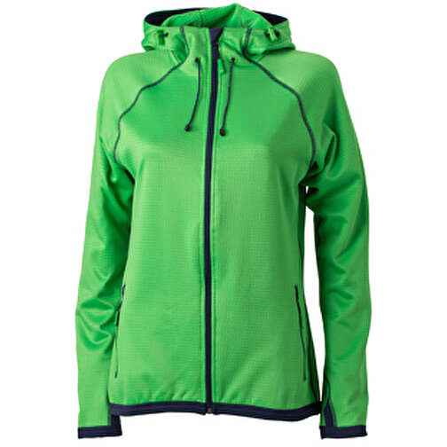 Ladies’ Hooded Fleece , James Nicholson, grün/navy, 92% Polyester, 8% Elasthan, L, , Bild 1