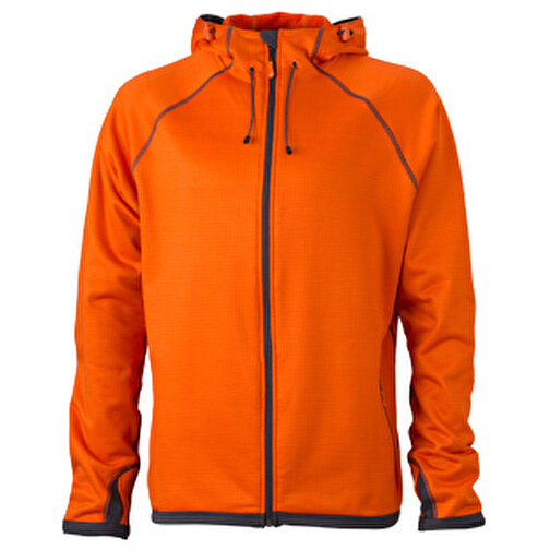 Men’s Hooded Fleece , James Nicholson, dark-orange/carbon, 92% Polyester, 8% Elasthan, XL, , Bild 1