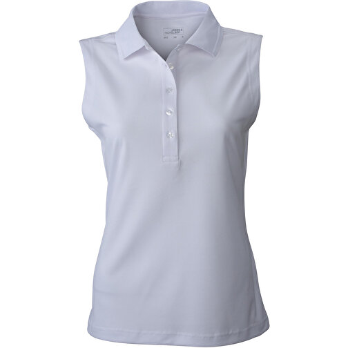 Ladies’ Active Polo Sleeveless , James Nicholson, weiß, 100% Polyester, XL, , Bild 1