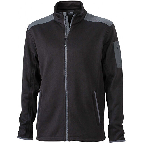 Men’s Knitted Fleece Jacket , James Nicholson, schwarz/carbon, 100% Polyester, XXL, , Bild 1