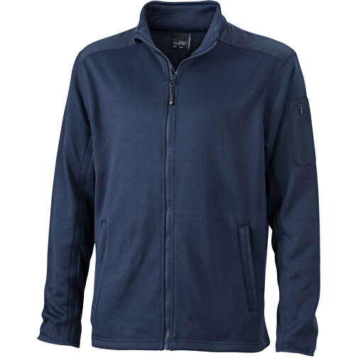 Men’s Knitted Fleece Jacket , James Nicholson, navy/navy, 100% Polyester, S, , Bild 1