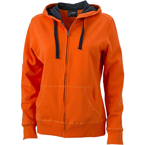 Ladies’ Hooded Jacket , James Nicholson, dark-orange/carbon, 80% Baumwolle, gekämmt, 20% Polyester, S, , Bild 1