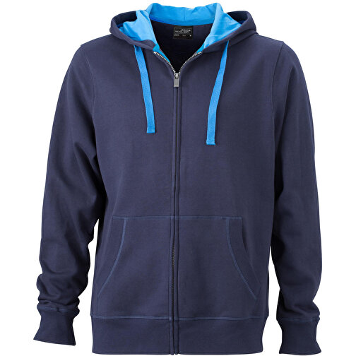 Men’s Hooded Jacket , James Nicholson, navy/cobalt, 80% Baumwolle, gekämmt, 20% Polyester, XL, , Bild 1