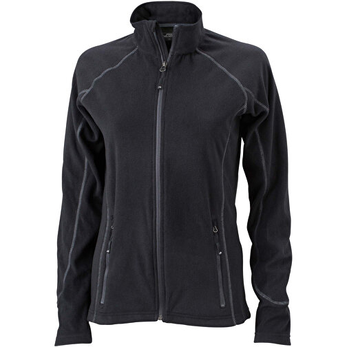 Ladies’ Structure Fleece Jacket , James Nicholson, schwarz/carbon, 100% Polyester, M, , Bild 1