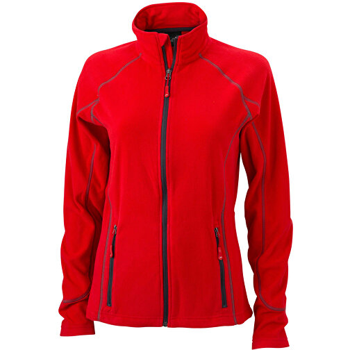 Ladies’ Structure Fleece Jacket , James Nicholson, rot/carbon, 100% Polyester, M, , Bild 1