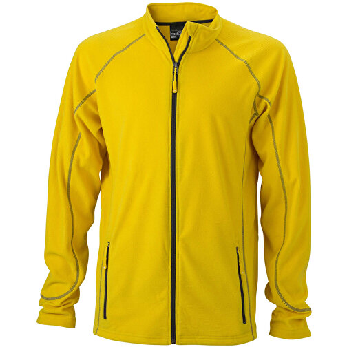 Men’s Structure Fleece Jacket , James Nicholson, gelb/carbon, 100% Polyester, XL, , Bild 1