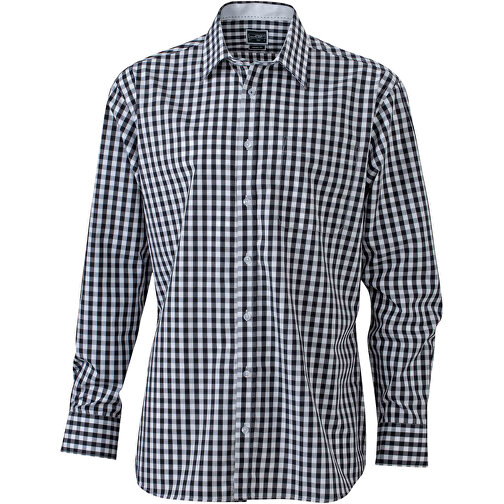 Men’s Checked Shirt , James Nicholson, schwarz/weiß, 100% Baumwolle, M, , Bild 1