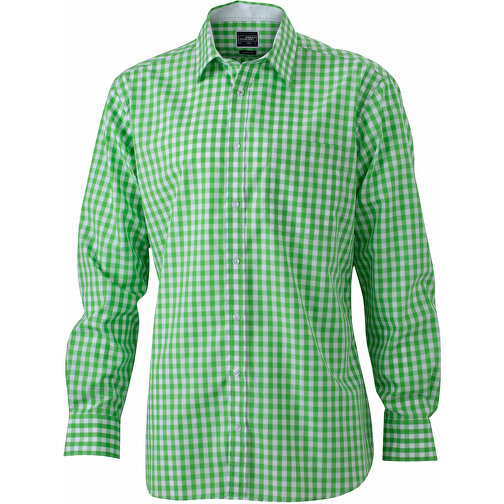 Men’s Checked Shirt , James Nicholson, grün/weiss, 100% Baumwolle, M, , Bild 1