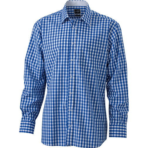 Men’s Checked Shirt , James Nicholson, royal/weiß, 100% Baumwolle, XXL, , Bild 1
