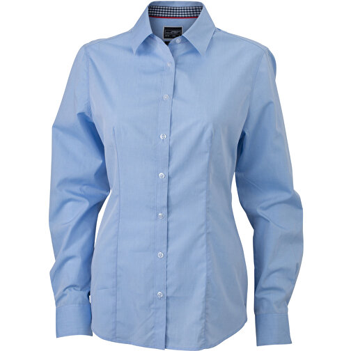 Ladies’ Plain Shirt , James Nicholson, light-blau/navy-weiß, 100% Baumwolle, M, , Bild 1