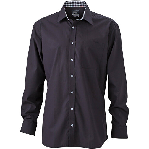 Men’s Plain Shirt , James Nicholson, schwarz/schwarz-weiß, 100% Baumwolle, S, , Bild 1