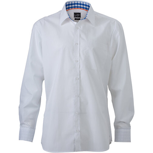 Men’s Plain Shirt , James Nicholson, weiß/royal-weiß, 100% Baumwolle, 3XL, , Bild 1