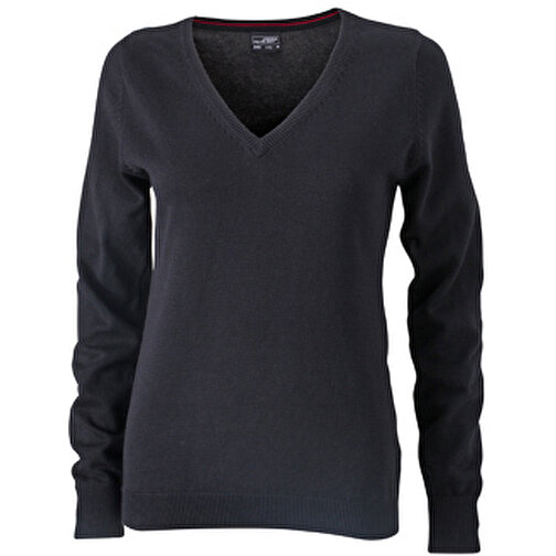 Ladies’ V-Neck Pullover , James Nicholson, schwarz, 100% Baumwolle, gekämmt, XL, , Bild 1