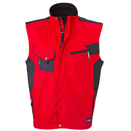 Workwear Vest , James Nicholson, rot/schwarz, 100% Polyamid CORDURA ®, XL, , Bild 1