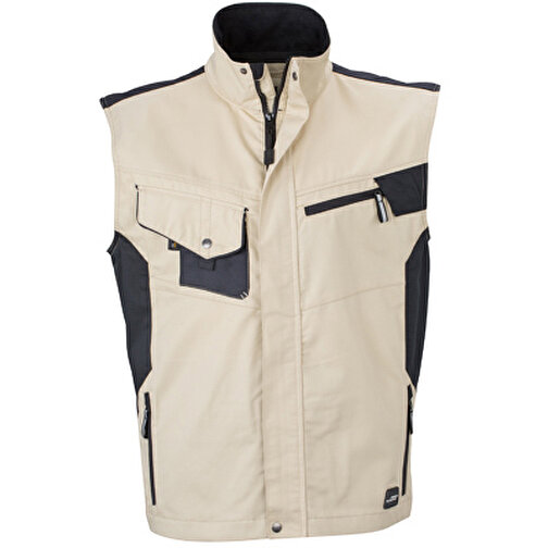 Workwear Vest , James Nicholson, stone/schwarz, 100% Polyamid CORDURA ®, XXL, , Bild 1