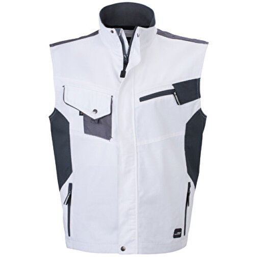 Workwear Vest , James Nicholson, weiß/carbon, 100% Polyamid CORDURA ®, M, , Bild 1