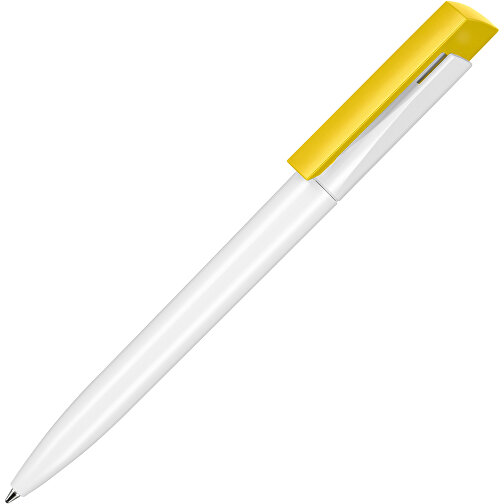 Kugelschreiber FRESH , Ritter-Pen, zitronen-gelb/weiß, ABS-Kunststoff, 14,50cm (Länge), Bild 2