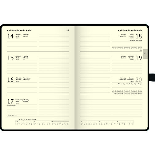 Buchkalender 'Kompagnon' Modell 791 66 , Brunnen, schwarz, Bucheinbandstoff Casina, 14,80cm x 1,20cm x 21,00cm (Länge x Höhe x Breite), Bild 2