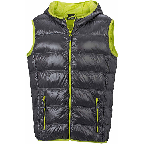 Men’s Down Vest , James Nicholson, carbon/acid-gelb, 90% Daunen, 10% Federn, 3XL, , Bild 1