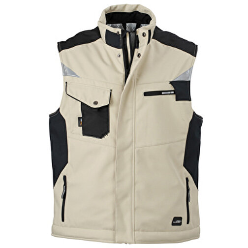 Craftsmen Softshell Vest , James Nicholson, stone/schwarz, 100% Polyester, XL, , Bild 1