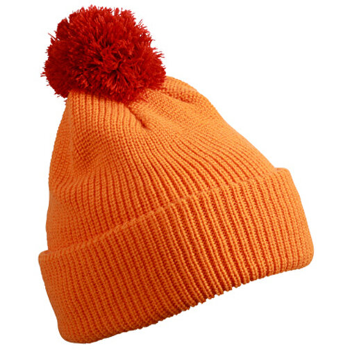 Pompon Hat With Brim , Myrtle Beach, orange/rust, 100% Polyacryl, one size, , Bild 1