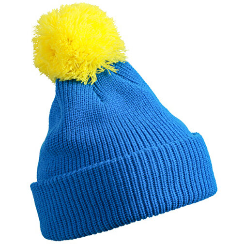Pompon Hat With Brim , Myrtle Beach, azur/gelb, 100% Polyacryl, one size, , Bild 1
