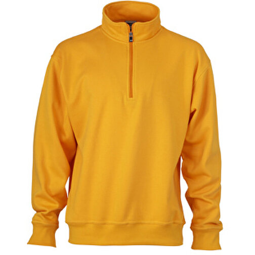 Workwear Half Zip Sweat , James Nicholson, gold-gelb, 70% Baumwolle, gekämmt, 30% Polyester, L, , Bild 1