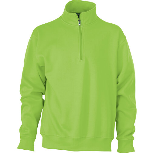 Workwear Half Zip Sweat , James Nicholson, lime-grün, 70% Baumwolle, gekämmt, 30% Polyester, 3XL, , Bild 1