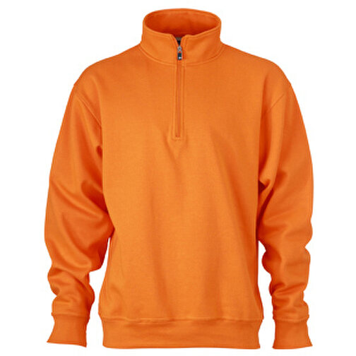 Workwear Half Zip Sweat , James Nicholson, orange, 70% Baumwolle, gekämmt, 30% Polyester, L, , Bild 1
