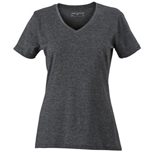Ladies’ Heather T-Shirt , James Nicholson, schwarz-melange, 65% Polyester, 35% Baumwolle, XXL, , Bild 1