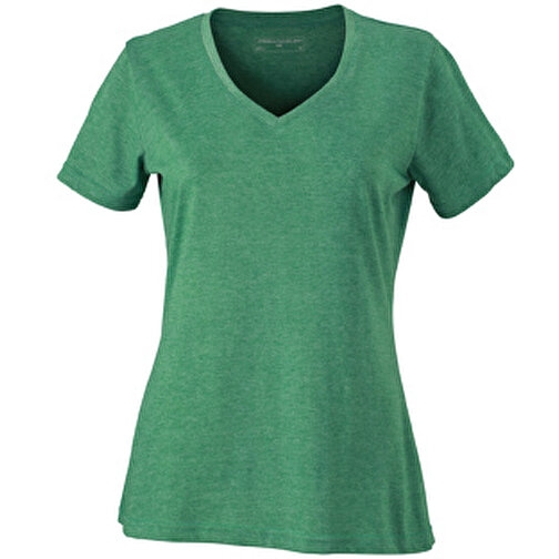 Ladies’ Heather T-Shirt , James Nicholson, grün-melange, 65% Polyester, 35% Baumwolle, M, , Bild 1