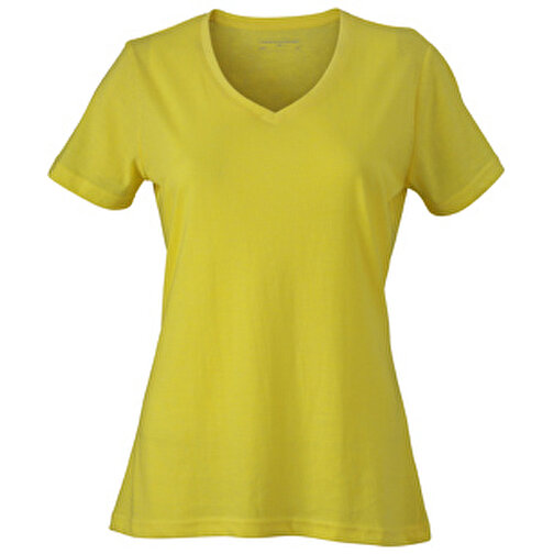 Ladies’ Heather T-Shirt , James Nicholson, gelb-melange, 65% Polyester, 35% Baumwolle, L, , Bild 1