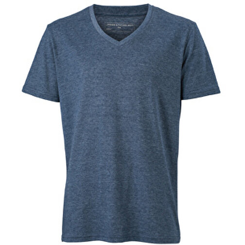 Men’s Heather T-Shirt , James Nicholson, blau-melange, 65% Polyester, 35% Baumwolle, M, , Bild 1