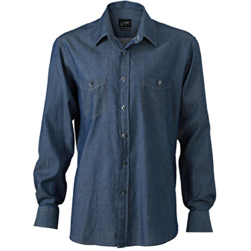 Men’s Denim Shirt , James Nicholson, dark-denim, 100% Baumwolle, gekämmt, L, , Bild 1