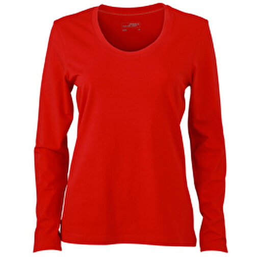 Ladies’ Stretch Shirt Long-Sleeved , James Nicholson, rot, 95% Baumwolle, gekämmt, ringgesponnen, 5% Elasthan, XXL, , Bild 1