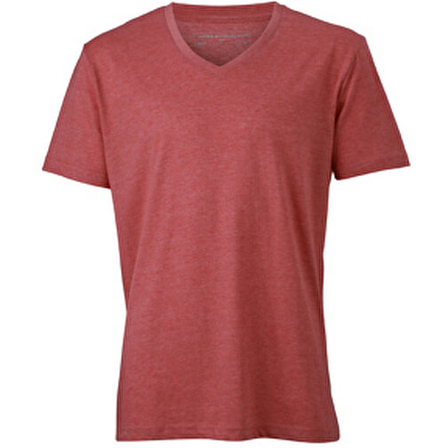 Men’s Heather T-Shirt , James Nicholson, rot-melange, 65% Polyester, 35% Baumwolle, L, , Bild 1