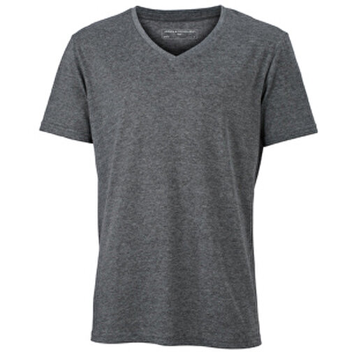 Men’s Heather T-Shirt , James Nicholson, schwarz-melange, 65% Polyester, 35% Baumwolle, 3XL, , Bild 1