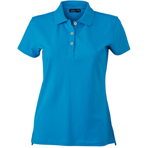 Ladies’ Elastic Piqué Polo , James Nicholson, türkis, 95% Baumwolle, gekämmt, ringgesponnen, 5% Elasthan, L, , Bild 1