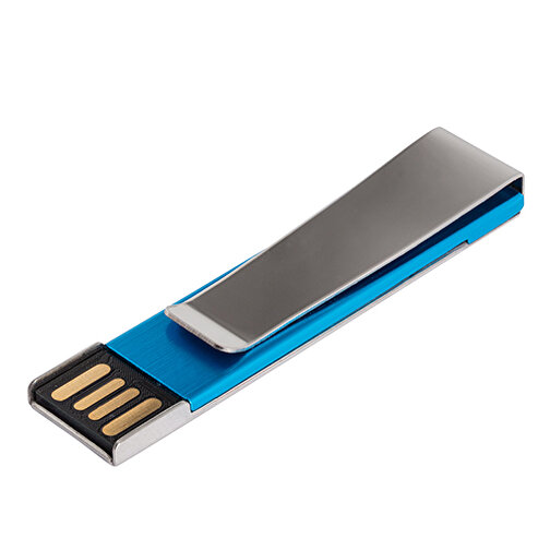 USB-Stick PAPER CLIP 32 GB , Promo Effects MB , blau MB , 32 GB , Aluminium MB , 3 - 10 MB/s MB , 5,50cm x 1,25cm (Länge x Breite), Bild 1