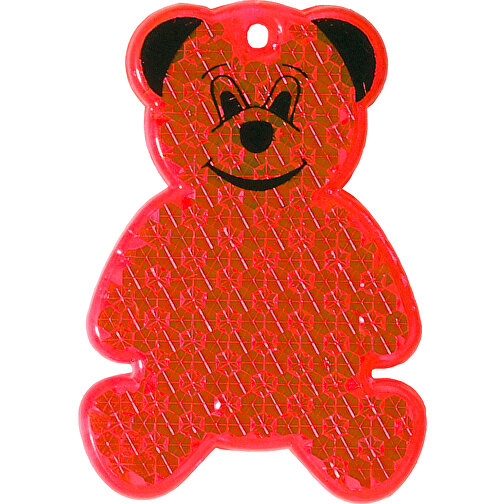 Reflektor 'Bär' , transparent-rot, Kunststoff, 6,50cm x 0,90cm x 4,50cm (Länge x Höhe x Breite), Bild 1